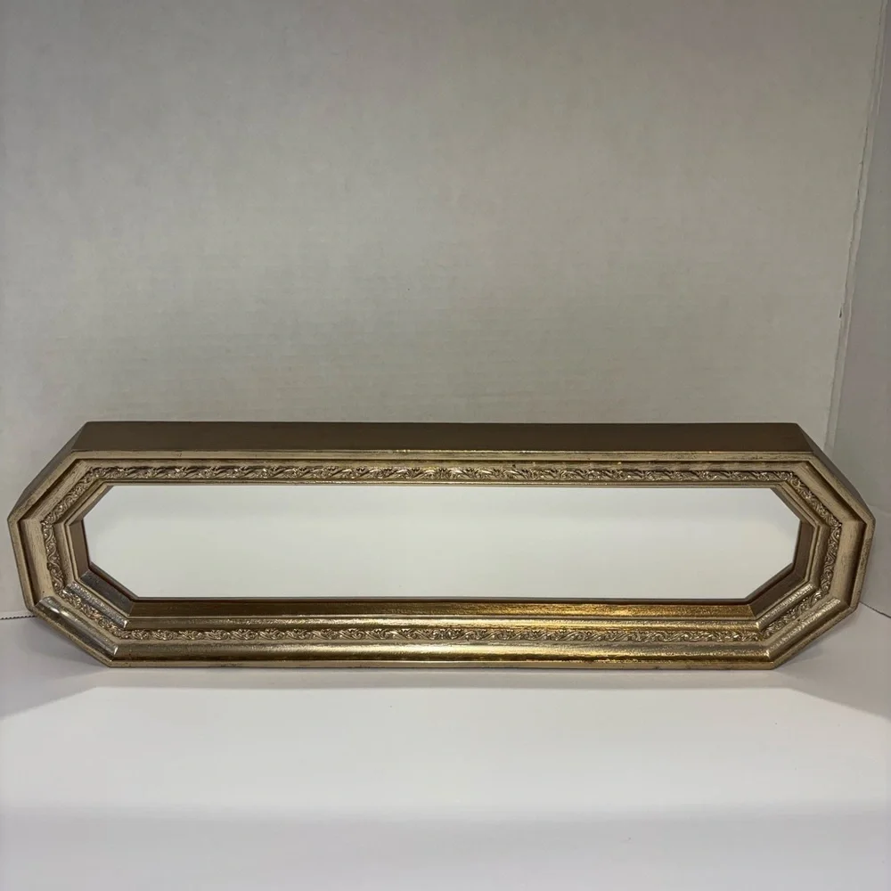 VTG Home Interiors Gold Leaf Ornate Wall Mirror 5.25”W X 17.5”H Octagonal